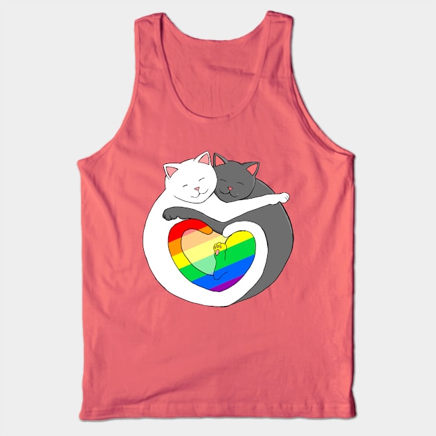 Rainbow Heart Pride Cats cute kittens LGBTQIA Tank Top by xenotransplant